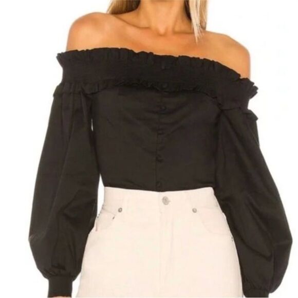 Majorelle Women’s Lyndon Top Size XL Black Off the Shoulder Smocked Buttons - Picture 1 of 5